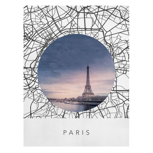 Canvas schilderijen Map Collage Paris