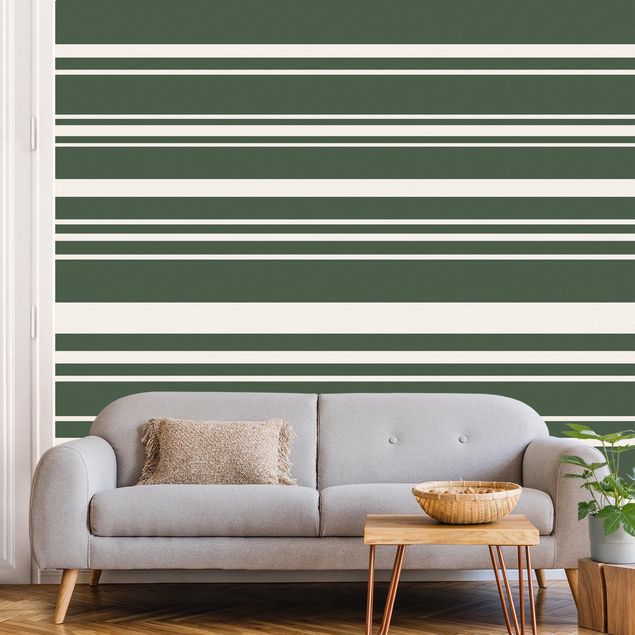 Fotobehang Stripes On Green Backdrop