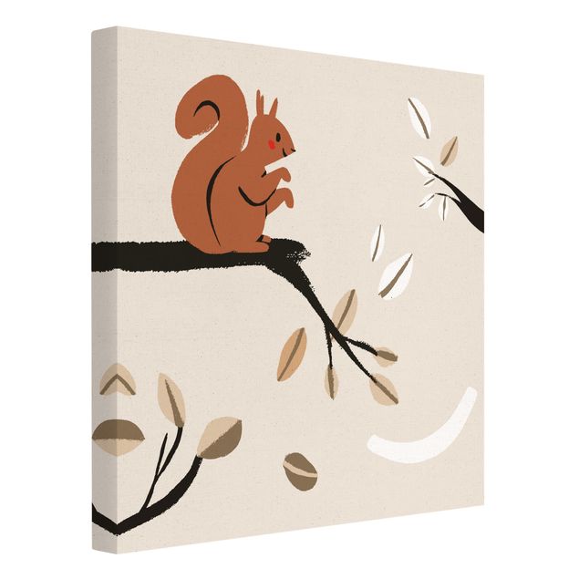 Natuurlijk canvas schilderijen Cute Animal Illustration - Squirrel