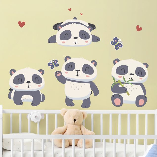 Muurstickers panda Sweet pandaic set