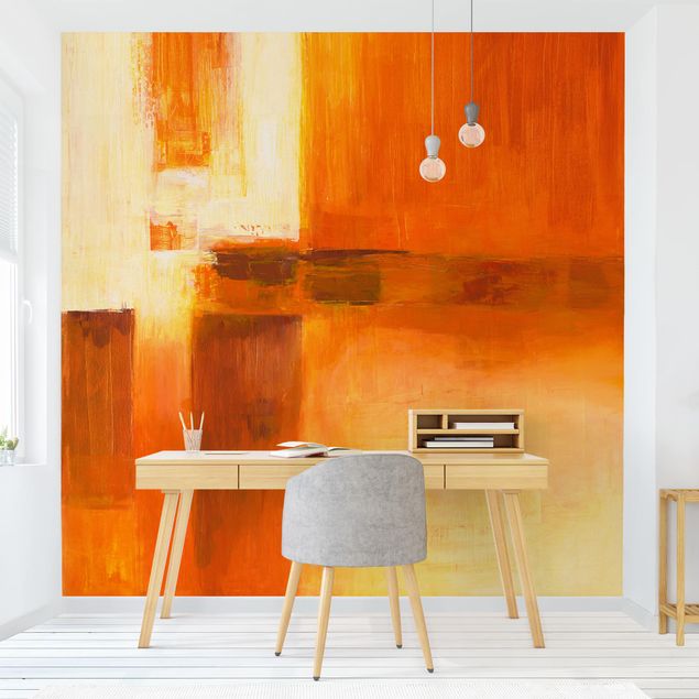 Fotobehang Petra Schüßler - Composition In Orange And Brown 01