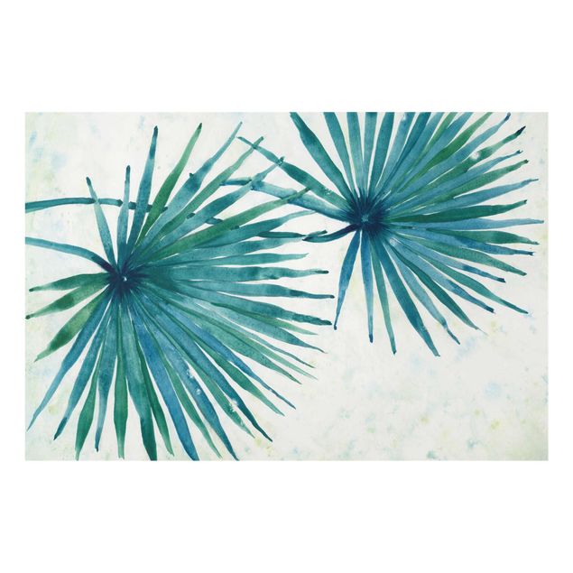Glasschilderijen Tropicl Palm Leaves Close-up