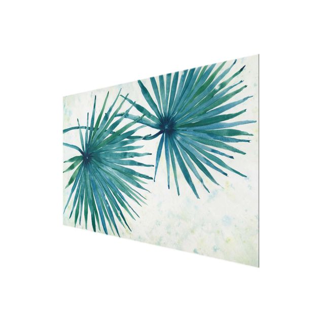 Glasschilderijen Tropicl Palm Leaves Close-up