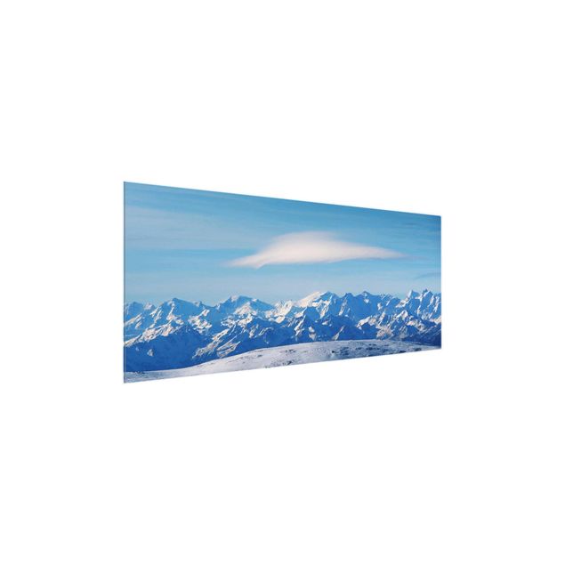 Glasschilderijen Snowy Mountain Landscape