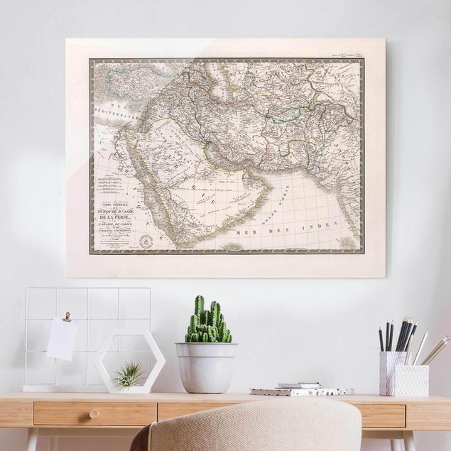 Glas Magnettafel Vintage Map In The Middle East