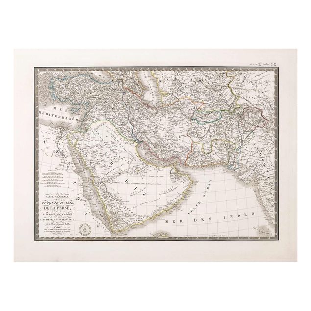 Glasschilderijen Vintage Map In The Middle East