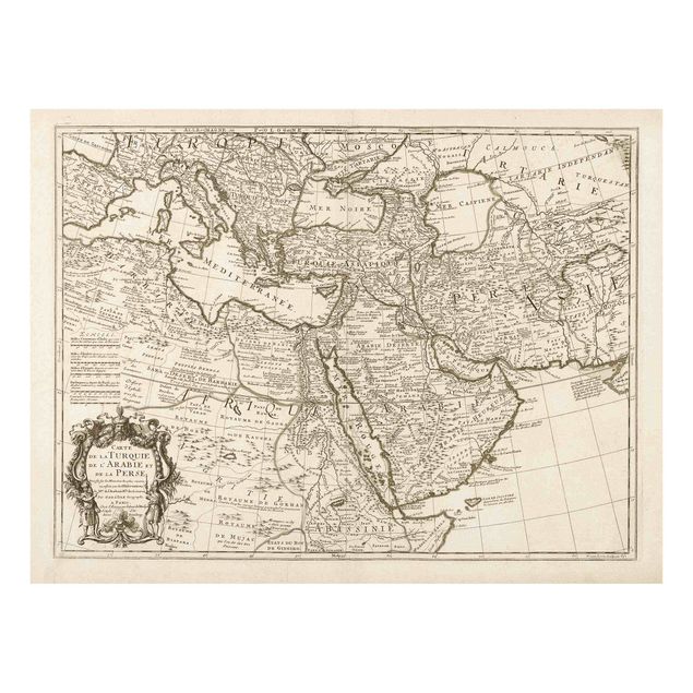Glasschilderijen Vintage Map The Middle East