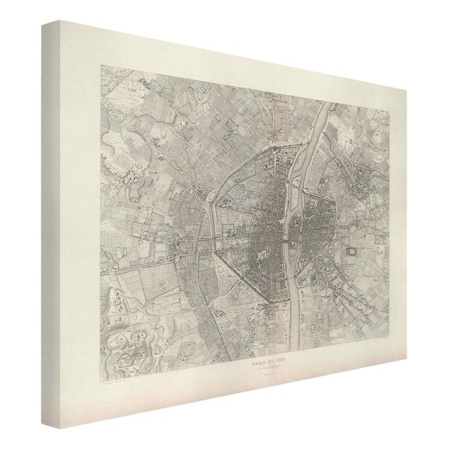 Canvas schilderijen Vintage Map Paris