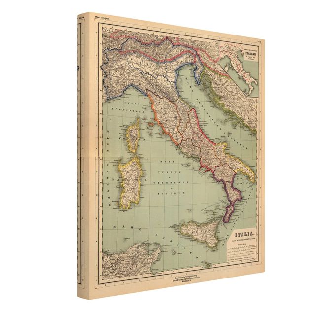 Canvas schilderijen Vintage Map Italy