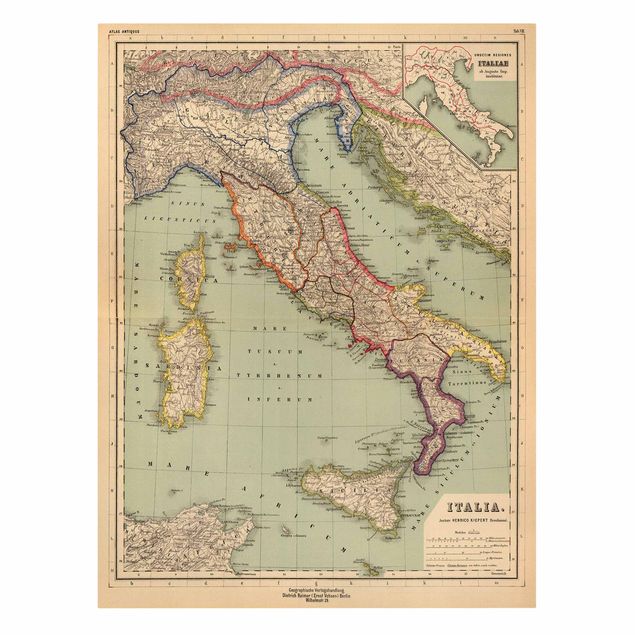 Canvas schilderijen Vintage Map Italy