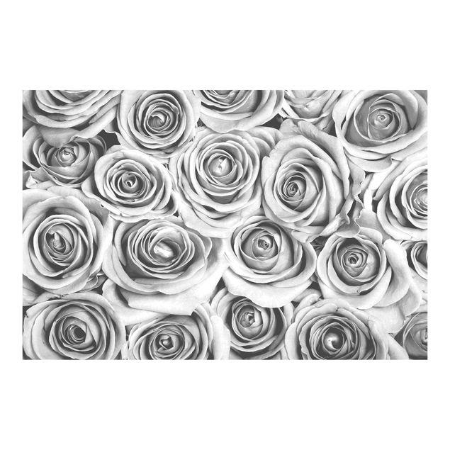 Fotobehang Vintage Roses Black And White