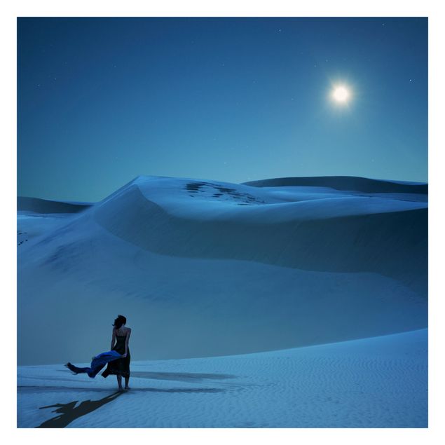 Fotobehang Full Moon Over The Desert