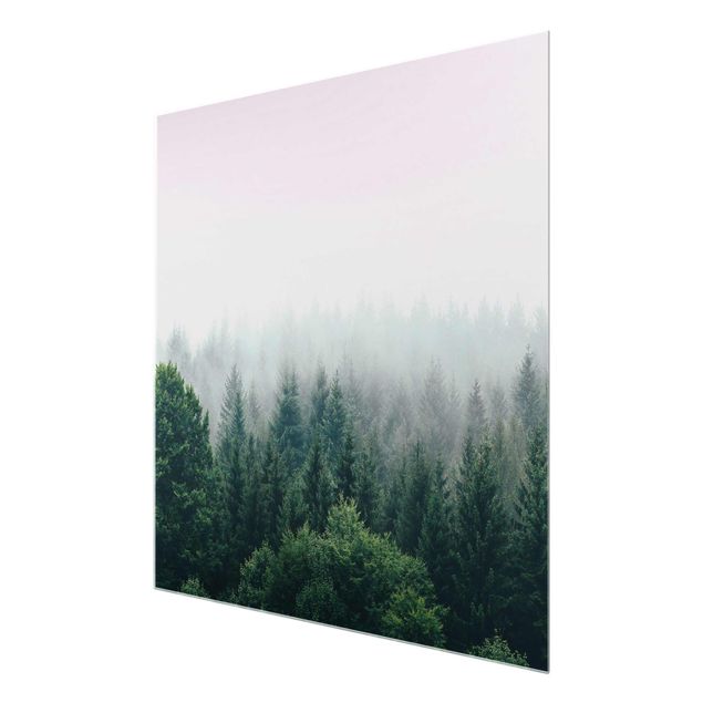 Glasschilderijen Foggy Forest Twilight