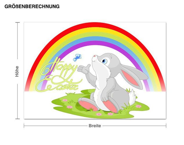 Muurstickers regenboog Happy Easter Bunny