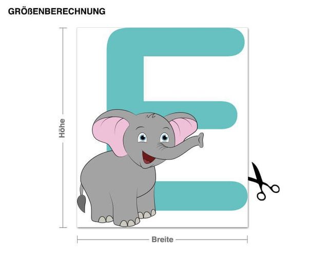Muurstickers olifant Kid's ABC - Elephant