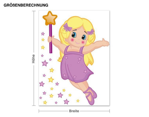 Muurstickers fee Little Magical Fairy With Stars Set