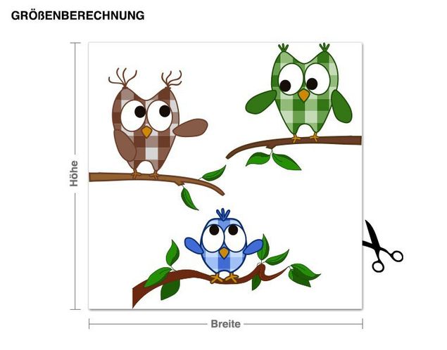 Muurstickers bosdieren Owl Family with Patters