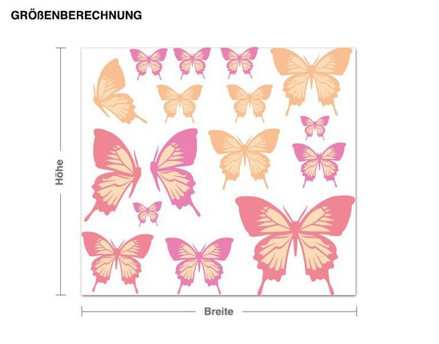 Muurstickers vogels Butterfly Set Pastel colours