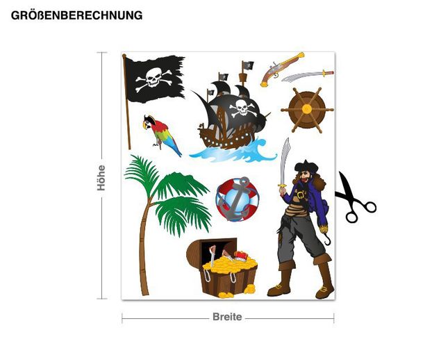 Muurstickers piraten Pirate Set With Pirate Ship