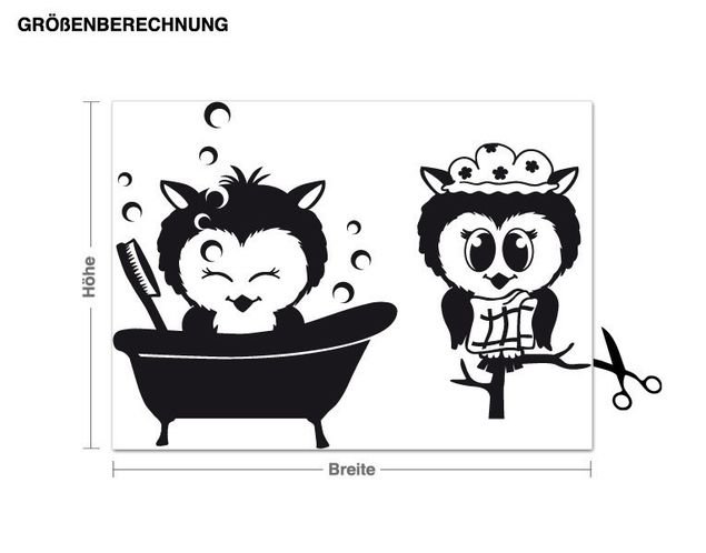 Muurstickers bosdieren Owls bathing