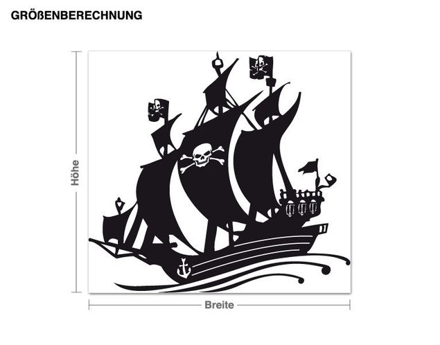 Muurstickers piraten Pirate ship with a skull sail