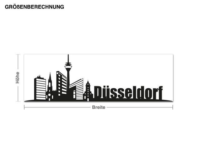 Muurstickers métropole Skyline Dusseldorf and lettering