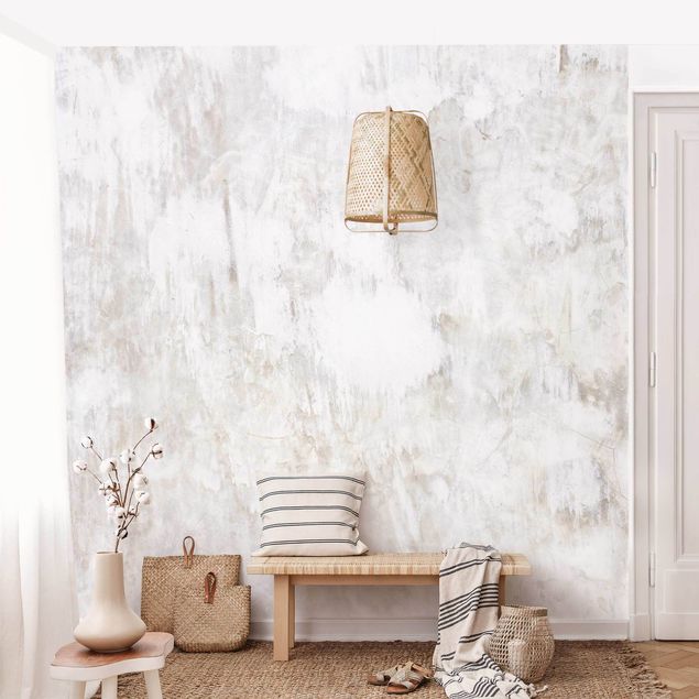 Fotobehang White Shabby Concrete Wall Painted