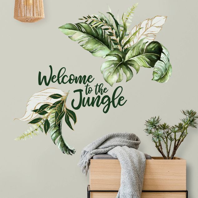 Muurstickers natuur Welcome to the Jungle - Leaves Watercolor