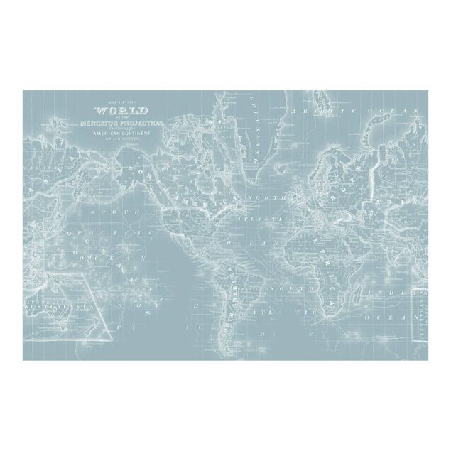 Fotobehang World Map In Ice Blue
