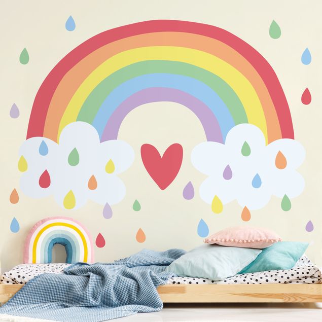 Muurstickers liefde XXL Rainbow Heart Colourful
