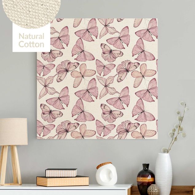 Natuurlijk canvas schilderijen Delicate Pink Butterfly