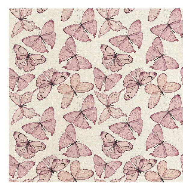 Natuurlijk canvas schilderijen Delicate Pink Butterfly
