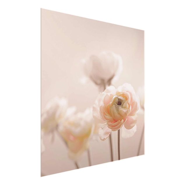 Glasschilderijen Delicate Bouquet Of Light Pink Flowers