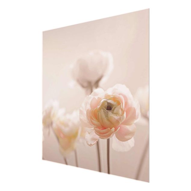 Glasschilderijen Delicate Bouquet Of Light Pink Flowers