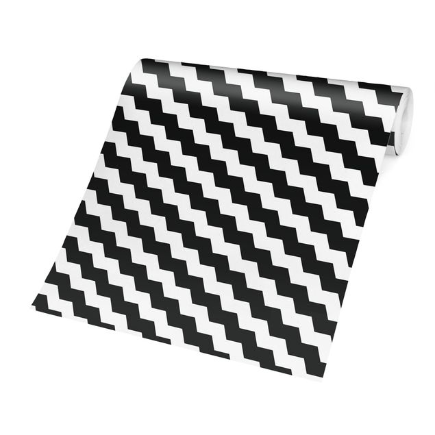 Fotobehang Zig Zag Pattern Geometry Black And White