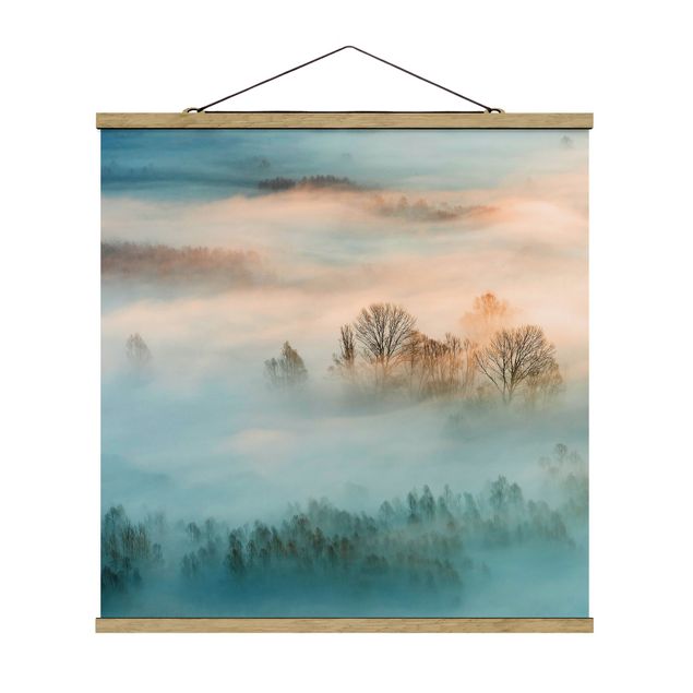 Stoffen schilderij met posterlijst Fog At Sunrise