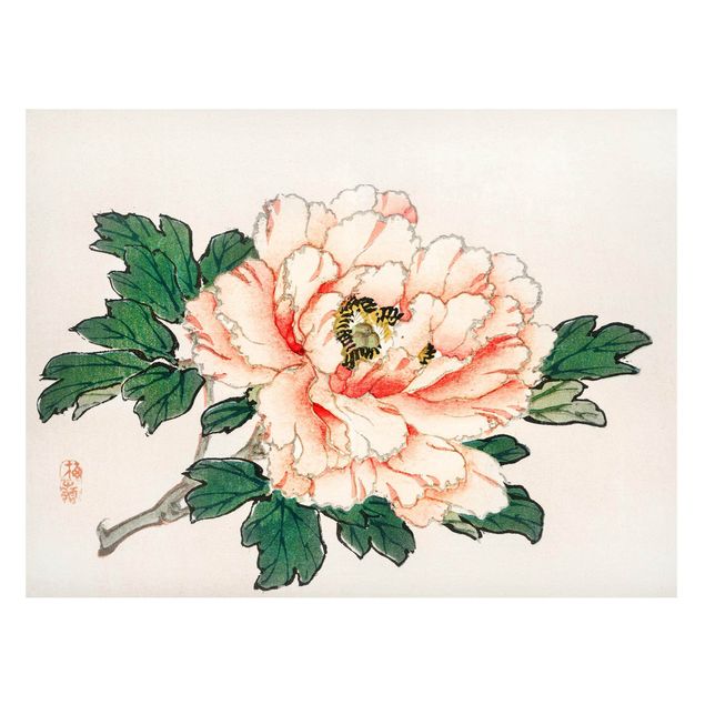 Magneetborden Asian Vintage Drawing Pink Chrysanthemum