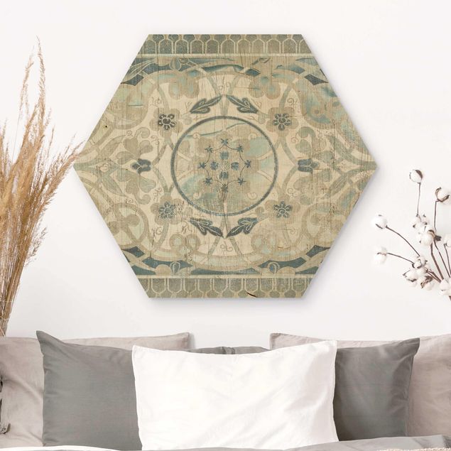 Hexagons houten schilderijen Wood Panels Persian Vintage I