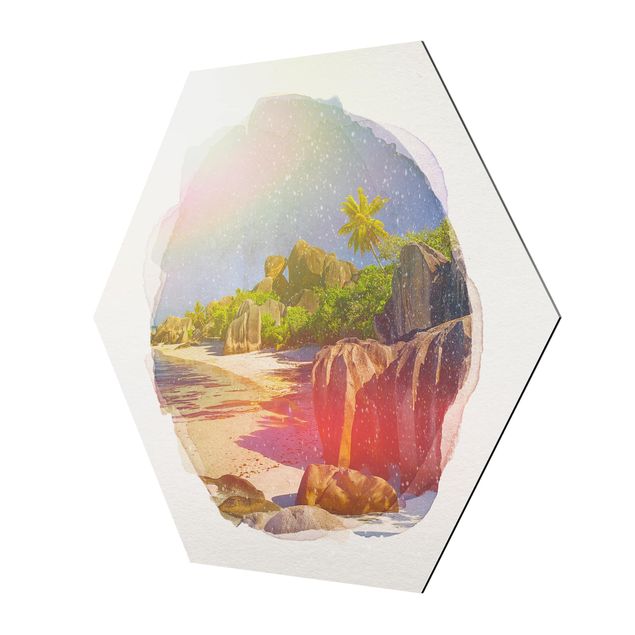 Hexagons Aluminium Dibond schilderijen WaterColours - Dream Beach Seychelles