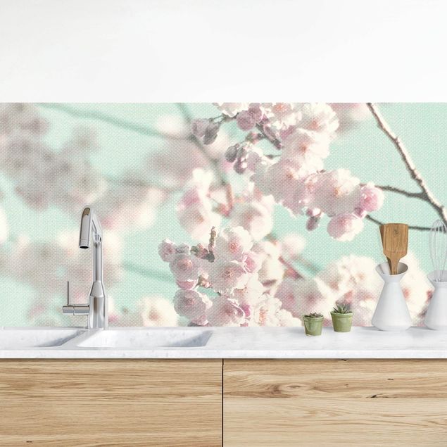 Achterwand voor keuken bloemen Dancing Cherry Blossoms On Canvas