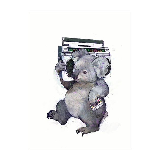Vinyl tapijt Illustration Koala With Radio Painting