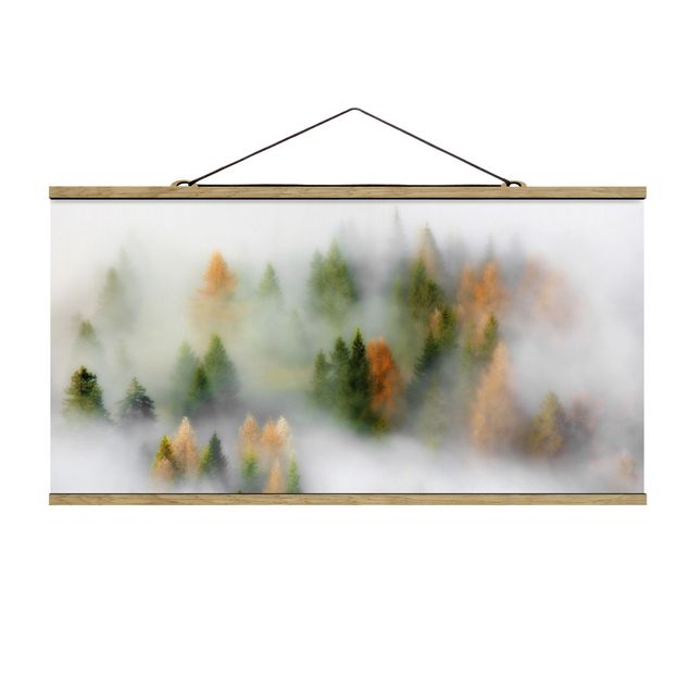 Stoffen schilderij met posterlijst Cloud Forest In Autumn