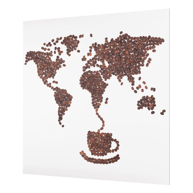 Spatscherm keuken Coffee around the world