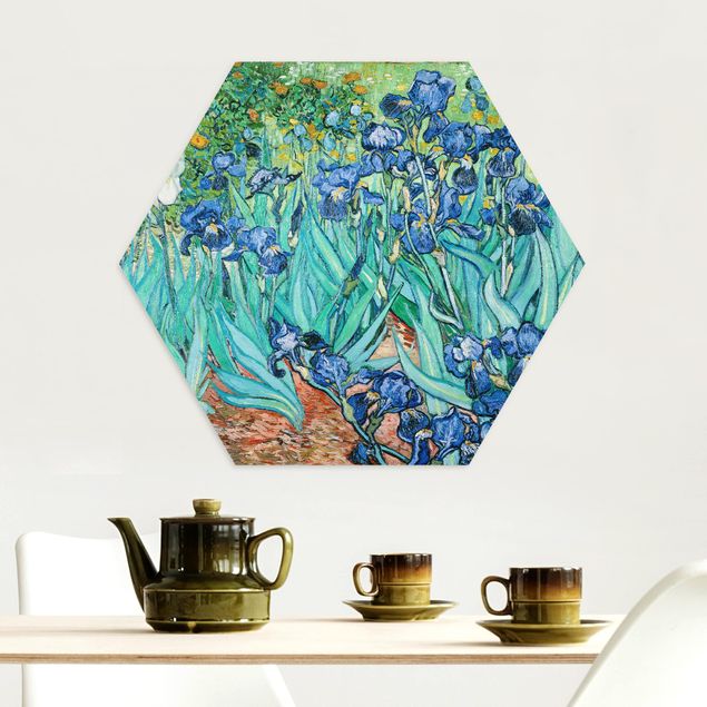 Hexagons Aluminium Dibond schilderijen Vincent Van Gogh - Iris