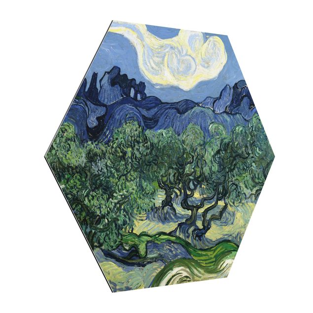 Hexagons Aluminium Dibond schilderijen Vincent Van Gogh - Olive Trees