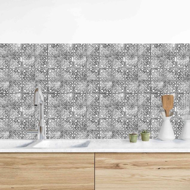 Achterwand voor keuken en zwart en wit Vintage Pattern Spanish Tiles