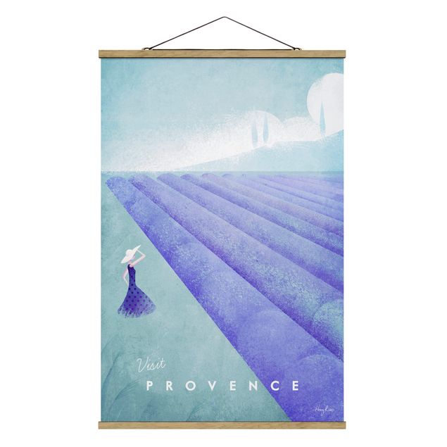Stoffen schilderij met posterlijst Travel Poster - Provence