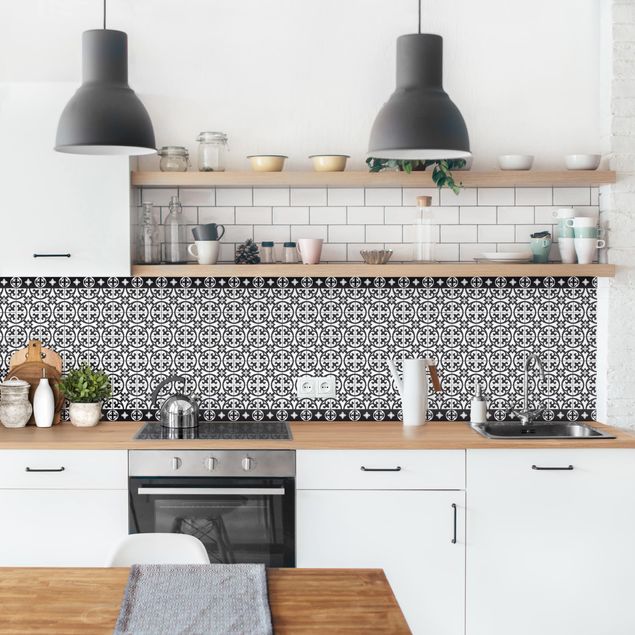 Achterwand voor keuken tegelmotief Geometrical Tile Mix Circles Black