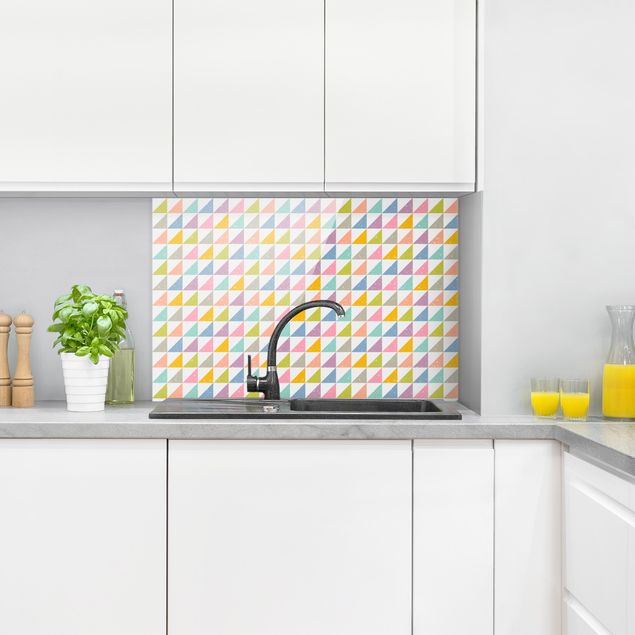 Spatscherm keuken Geometrical Pattern With Triangles Colourful