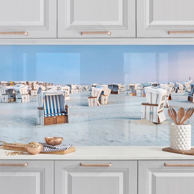 Achterwand voor keuken steden en skylines Beach Chairs On The North Sea Beach